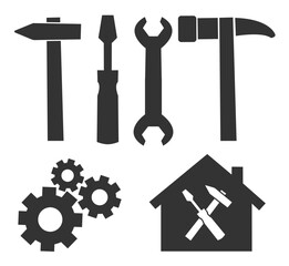 service symbol hammer wrench screwdriver sign