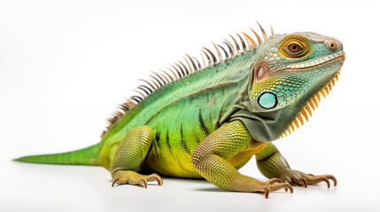 Naklejka premium green iguana on white background