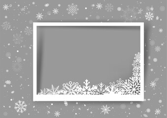 Christmas photo frame with snow in corner