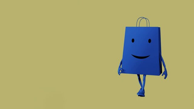 Looping 3D Character: Walking Shopping Bag