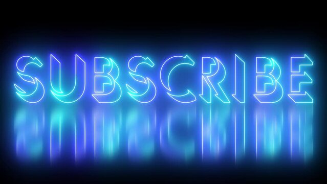 Subscribe neon glowing text animation in 4K. Neon-colored Subscribe text with a glowing neon-colored moving outline on a dark background in 4k. Technology video material animation in 4K. Easy to use.