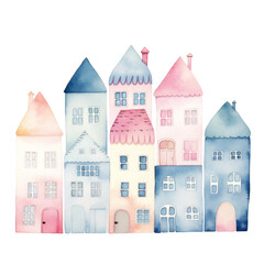Watercolor illustration of quirky house.