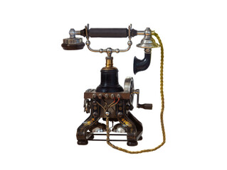 vintage telephone isolated on white background