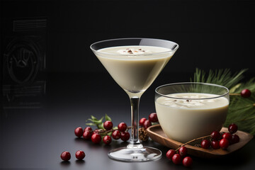 Creamy Eggnog Cinnamon Dessert Martini with Nutmeg