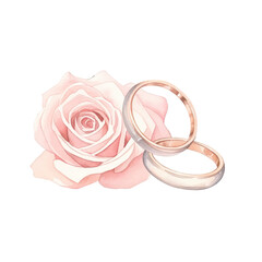 Watercolor illustration of wedding ring, Valentine concept.