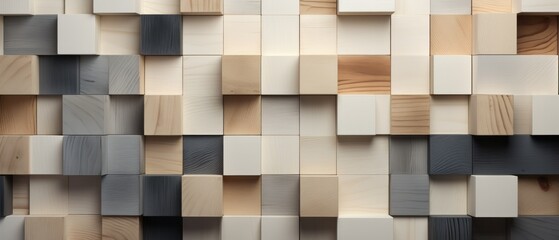 Beige and Gray Wooden Blocks in a Minimalist Design