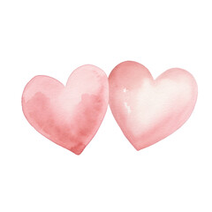 Watercolor illustration of couple heart element, Valentine concept.
