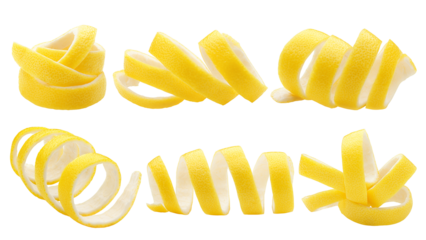 lemon peel, isolated on white background, clipping path, full depth of field