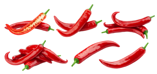 red hot Chili Peppers isolated on white background, full depth of field