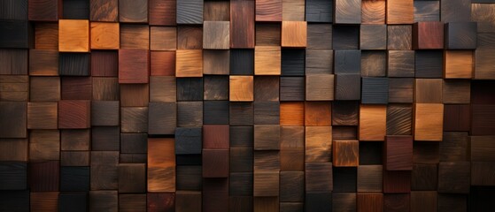 Rustic Wooden Blocks on Brown Background