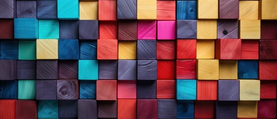 Vibrant Multicolored Wooden Blocks in Festive Arrange
