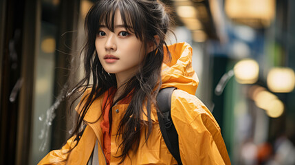 Captivating urban portrait of a young Japanese woman
