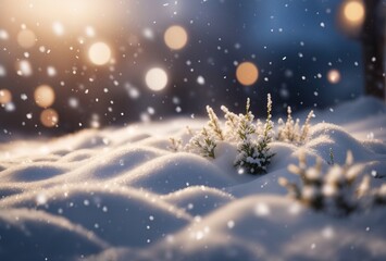 Fototapeta na wymiar A stunning ultrawide backdrop showcasing a gentle snowfall cascading over pristine snowdrifts