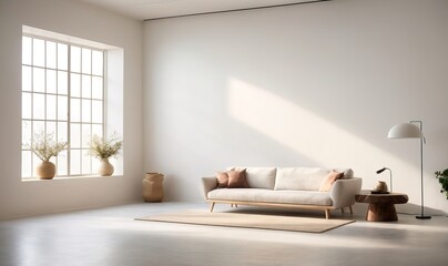 simplistic light white backdrop is utilized for showcasing the product. The plaster wall is adorned with shadows and natural light streaming in through the windows