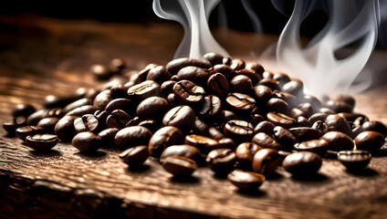 Coffee Beans On Black Background