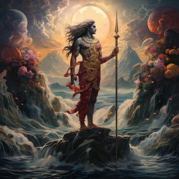 landscape with God Shiva