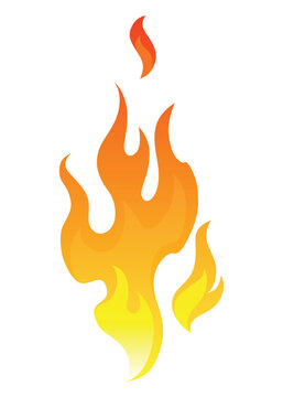 Fire flame icon. Cartoon heat wildfire or bonfire, burn power fiery. Power light energy silhouette. Campfire element in flat style. Isolated vector illustration
