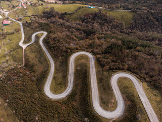 Aerial view of the road to the El Soplao cave