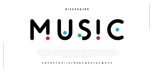 Creative modern urban alphabet font. Music abstract moslem, futuristic, fashion, sport, minimal technology typography. Simple numeric vector illustration - obrazy, fototapety, plakaty