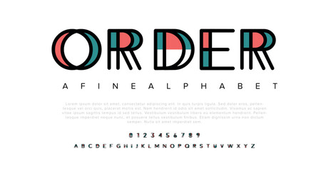 Order Modern abstract digital alphabet font. Minimal technology typography, Creative urban sport fashion futuristic font and with numbers. vector illustration