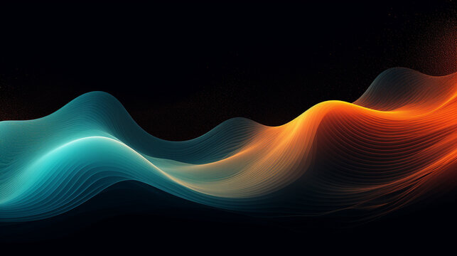 Orange teal psychedelic gradient background. Wave background. Poster design 