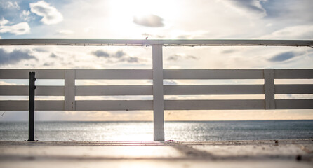 metal lattice fencing by the sea