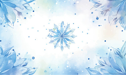 watercolor abstract blue snowflake background  - obrazy, fototapety, plakaty