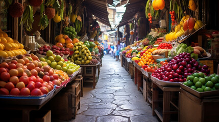Fruit stall in the street city market