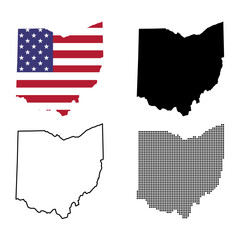 Set of Ohio map, united states of america. Flat concept symbol vector illustration - obrazy, fototapety, plakaty