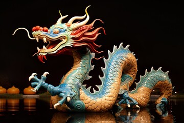 Obraz premium chinese dragon crazy bot statue