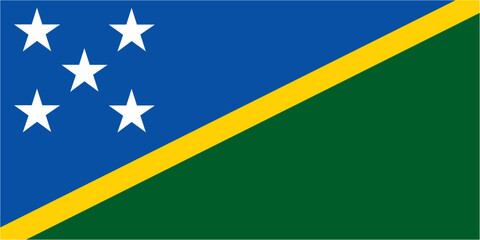 Solomon Islands official flag vector with standard size and proportion. National flag emblem with accurate size and colors.