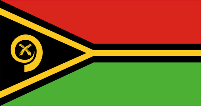 Vanuatu official flag vector with standard size and proportion. National flag emblem with accurate size and colors.