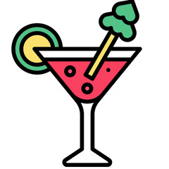 Cocktail icon, Christmas related vector illustration