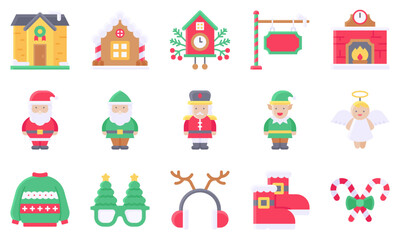 Fototapeta na wymiar Christmas related icon, vector illustration set