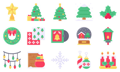 Christmas related icon, vector illustration set 2