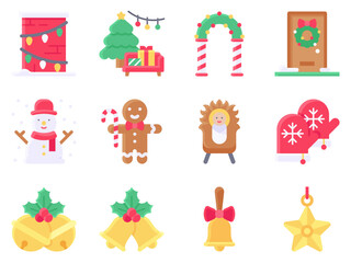 Christmas related icon, vector illustration set 3