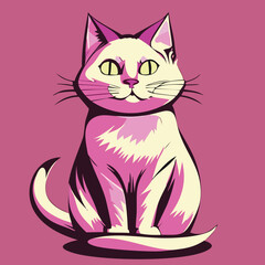 animal flat design bright colors vector cat