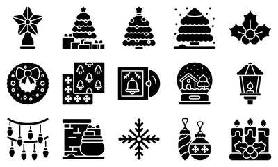 Christmas related icon, vector illustration set 2