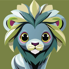 animal flat design bright colors vector lion tiger