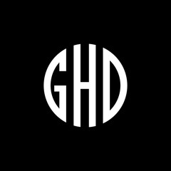 GHD letter calligraphic Minimal monogram emblem style vector logo