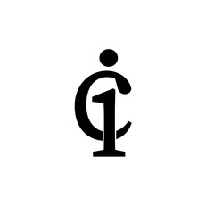CI1 letter calligraphic Minimal monogram emblem style vector logo