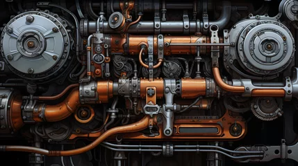 Rolgordijnen Ship engine close detail © Sajida