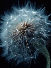close up of a dandelion flower on dark background