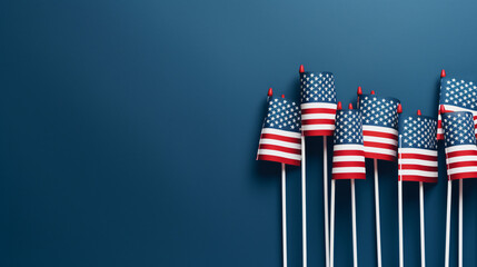Small US flags on blue background