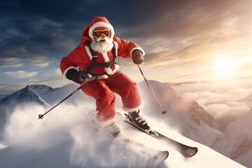 skiing santa claus