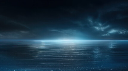 Obraz premium A dark blue background with light shining through the water. Perfect for underwater-themed designs, maritime or aquatic promotions, or peaceful and calming visual content. Ideal for web banners, poste