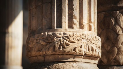 closeup of an ancient classic stone column