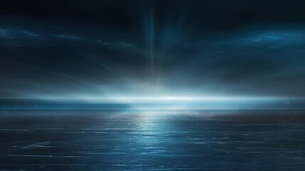 Fototapeta premium A dark blue background with light shining through the water. Perfect for underwater-themed designs, maritime or aquatic promotions, or peaceful and calming visual content. Ideal for web banners, poste