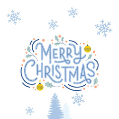 Merry Christmas Cute snowy graphic vector