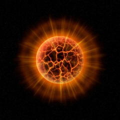 Space background with an exploding planet